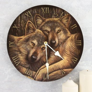 Wandklok Loyal Companions - Lisa Parker (Wolf - Wolven)