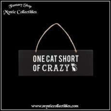 CT-WA001 Hangbordje One Cat Short Of Crazy (Kat - Katten)