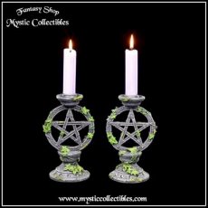 WI-KH005 Kaarshouders Wiccan Pentagram Candlesticks (Set van 2)