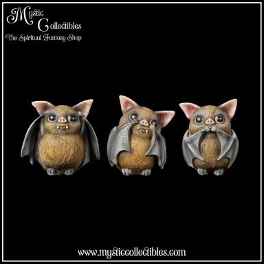Beeldjes Three Wise Bats 8.5cm - Nemesis Now (Horen - Zien - Zwijgen) (Vleermuis - Bat - Vleermuizen)